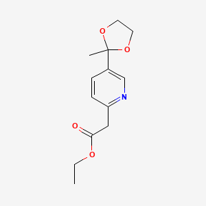 molecular formula C13H17NO4 B563792 Ethyl 2-[5-(2-methyl-1,3-dioxolan-2-YL)-2-pyridyl]acetate CAS No. 1076198-08-7
