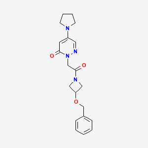 molecular formula C20H24N4O3 B5637925 2-{2-[3-(benzyloxy)azetidin-1-yl]-2-oxoethyl}-5-pyrrolidin-1-ylpyridazin-3(2H)-one 
