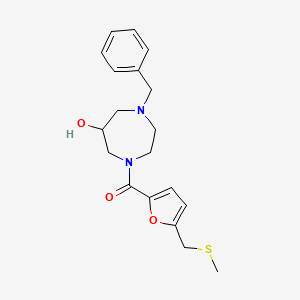 molecular formula C19H24N2O3S B5637927 1-benzyl-4-{5-[(methylthio)methyl]-2-furoyl}-1,4-diazepan-6-ol 