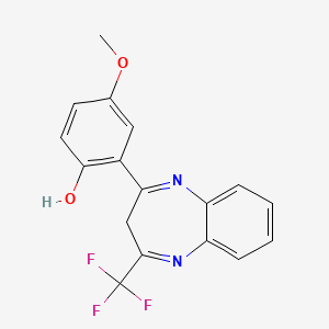 molecular formula C17H13F3N2O2 B5637954 4-methoxy-2-[4-(trifluoromethyl)-3H-1,5-benzodiazepin-2-yl]phenol 