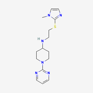 molecular formula C15H22N6S B5637987 N-{2-[(1-methyl-1H-imidazol-2-yl)thio]ethyl}-1-pyrimidin-2-ylpiperidin-4-amine 