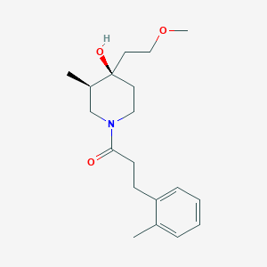 molecular formula C19H29NO3 B5638015 (3R*,4R*)-4-(2-methoxyethyl)-3-methyl-1-[3-(2-methylphenyl)propanoyl]-4-piperidinol 