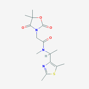 molecular formula C15H21N3O4S B5638048 2-(5,5-dimethyl-2,4-dioxo-1,3-oxazolidin-3-yl)-N-[1-(2,5-dimethyl-1,3-thiazol-4-yl)ethyl]-N-methylacetamide 