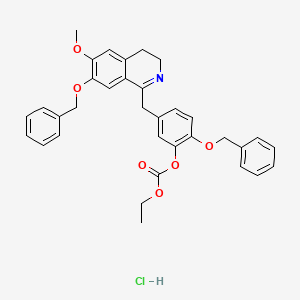B563805 7-Benzyloxy-1-(4-benzyloxy-3-ethoxycarbonyloxybenzyl)-6-methoxy-3,4-dihydroisoquinoline hydrochloride CAS No. 62744-14-3