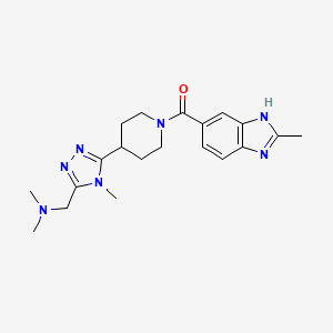 molecular formula C20H27N7O B5638067 N,N-dimethyl-1-(4-methyl-5-{1-[(2-methyl-1H-benzimidazol-5-yl)carbonyl]piperidin-4-yl}-4H-1,2,4-triazol-3-yl)methanamine 