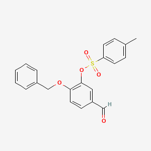 molecular formula C21H18O5S B563812 Benzaldehyde, 3-[[(4-methylphenyl)sulfonyl]oxy]-4-(phenylmethoxy)- CAS No. 65615-20-5