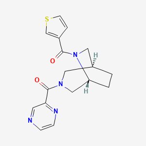 molecular formula C17H18N4O2S B5638145 (1S*,5R*)-3-(2-pyrazinylcarbonyl)-6-(3-thienylcarbonyl)-3,6-diazabicyclo[3.2.2]nonane 