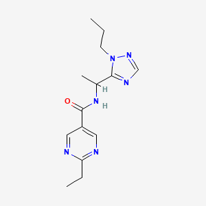 molecular formula C14H20N6O B5638165 2-ethyl-N-[1-(1-propyl-1H-1,2,4-triazol-5-yl)ethyl]-5-pyrimidinecarboxamide 