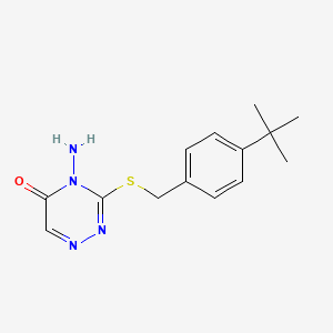 molecular formula C14H18N4OS B5638171 4-amino-3-[(4-tert-butylbenzyl)thio]-1,2,4-triazin-5(4H)-one 