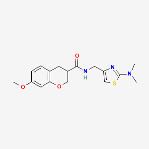 molecular formula C17H21N3O3S B5638200 N-{[2-(dimethylamino)-1,3-thiazol-4-yl]methyl}-7-methoxychromane-3-carboxamide 