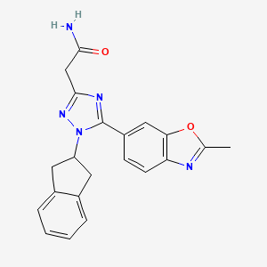 2-[1-(2,3-dihydro-1H-inden-2-yl)-5-(2-methyl-1,3-benzoxazol-6-yl)-1H-1,2,4-triazol-3-yl]acetamide