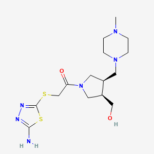 molecular formula C15H26N6O2S2 B5638299 {(3R*,4R*)-1-{[(5-amino-1,3,4-thiadiazol-2-yl)thio]acetyl}-4-[(4-methylpiperazin-1-yl)methyl]pyrrolidin-3-yl}methanol 