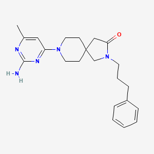 molecular formula C22H29N5O B5638326 8-(2-amino-6-methyl-4-pyrimidinyl)-2-(3-phenylpropyl)-2,8-diazaspiro[4.5]decan-3-one 