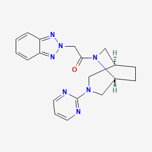 molecular formula C19H21N7O B5638333 2-{2-oxo-2-[(1S*,5R*)-3-(2-pyrimidinyl)-3,6-diazabicyclo[3.2.2]non-6-yl]ethyl}-2H-1,2,3-benzotriazole 