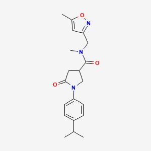 molecular formula C20H25N3O3 B5638387 1-(4-isopropylphenyl)-N-methyl-N-[(5-methyl-3-isoxazolyl)methyl]-5-oxo-3-pyrrolidinecarboxamide 