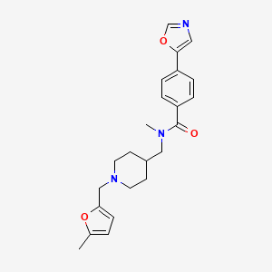 molecular formula C23H27N3O3 B5638413 N-methyl-N-({1-[(5-methyl-2-furyl)methyl]piperidin-4-yl}methyl)-4-(1,3-oxazol-5-yl)benzamide 