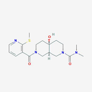 molecular formula C18H26N4O3S B5638444 (4aR*,8aR*)-4a-hydroxy-N,N-dimethyl-7-{[2-(methylthio)pyridin-3-yl]carbonyl}octahydro-2,7-naphthyridine-2(1H)-carboxamide 