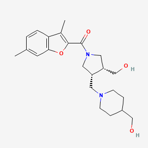 molecular formula C23H32N2O4 B5638448 ((3R*,4R*)-1-[(3,6-dimethyl-1-benzofuran-2-yl)carbonyl]-4-{[4-(hydroxymethyl)piperidin-1-yl]methyl}pyrrolidin-3-yl)methanol 