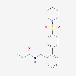 molecular formula C21H26N2O3S B5638463 N-{[4'-(piperidin-1-ylsulfonyl)biphenyl-2-yl]methyl}propanamide 