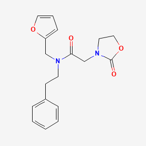 molecular formula C18H20N2O4 B5638505 N-(2-furylmethyl)-2-(2-oxo-1,3-oxazolidin-3-yl)-N-(2-phenylethyl)acetamide 