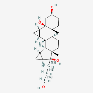 molecular formula C24H38O4 B563851 (1R,2R,4R,5R,7S,10R,11S,14S,15S,16S,18S,19S)-15-(3-羟基(1,2,3-13C3)丙基)-10,14-二甲基六环[9.8.0.02,4.05,10.014,19.016,18]十九烷-5,7,15-三醇 CAS No. 1264137-83-8