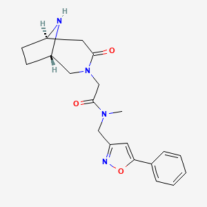 molecular formula C20H24N4O3 B5638516 N-methyl-2-[rel-(1S,6R)-4-oxo-3,9-diazabicyclo[4.2.1]non-3-yl]-N-[(5-phenyl-3-isoxazolyl)methyl]acetamide hydrochloride 