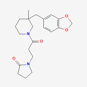 molecular formula C21H28N2O4 B5638559 1-{3-[3-(1,3-benzodioxol-5-ylmethyl)-3-methylpiperidin-1-yl]-3-oxopropyl}pyrrolidin-2-one 