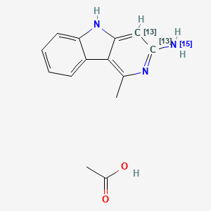 molecular formula C14H15N3O2 B563857 3-氨基-1-甲基-5H-吡啶并[4,3-b]吲哚-13C2,15N 乙酸盐 CAS No. 1216852-93-5