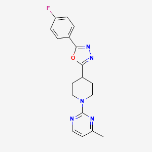 molecular formula C18H18FN5O B5638575 2-{4-[5-(4-fluorophenyl)-1,3,4-oxadiazol-2-yl]piperidin-1-yl}-4-methylpyrimidine 