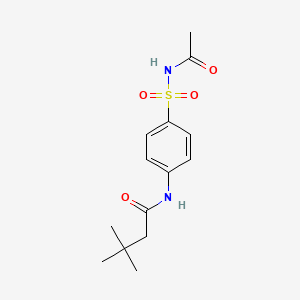 molecular formula C14H20N2O4S B5638581 N-{4-[(acetylamino)sulfonyl]phenyl}-3,3-dimethylbutanamide 