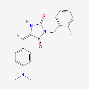 molecular formula C19H18FN3O2 B5638601 5-[4-(dimethylamino)benzylidene]-3-(2-fluorobenzyl)-2,4-imidazolidinedione 