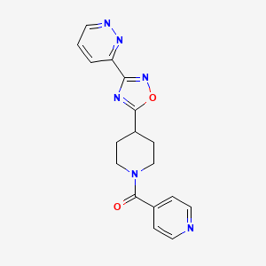 molecular formula C17H16N6O2 B5638608 3-[5-(1-isonicotinoyl-4-piperidinyl)-1,2,4-oxadiazol-3-yl]pyridazine 