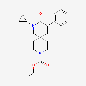molecular formula C21H28N2O3 B5638640 ethyl 2-cyclopropyl-3-oxo-4-phenyl-2,9-diazaspiro[5.5]undecane-9-carboxylate 