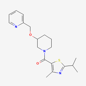 molecular formula C19H25N3O2S B5638667 2-[({1-[(2-isopropyl-4-methyl-1,3-thiazol-5-yl)carbonyl]-3-piperidinyl}oxy)methyl]pyridine 