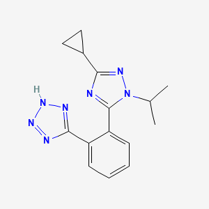 molecular formula C15H17N7 B5638685 5-[2-(3-cyclopropyl-1-isopropyl-1H-1,2,4-triazol-5-yl)phenyl]-1H-tetrazole 