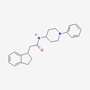 molecular formula C22H26N2O B5638706 2-(2,3-dihydro-1H-inden-1-yl)-N-(1-phenyl-4-piperidinyl)acetamide 