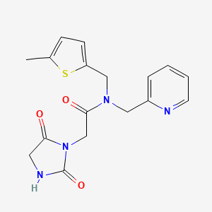 molecular formula C17H18N4O3S B5638721 2-(2,5-dioxo-1-imidazolidinyl)-N-[(5-methyl-2-thienyl)methyl]-N-(2-pyridinylmethyl)acetamide 