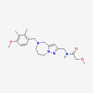 molecular formula C21H30N4O3 B5638754 2-methoxy-N-{[5-(4-methoxy-2,3-dimethylbenzyl)-5,6,7,8-tetrahydro-4H-pyrazolo[1,5-a][1,4]diazepin-2-yl]methyl}acetamide 