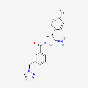 molecular formula C22H24N4O2 B5638761 (3R*,4S*)-4-(4-methoxyphenyl)-1-[3-(1H-pyrazol-1-ylmethyl)benzoyl]pyrrolidin-3-amine 