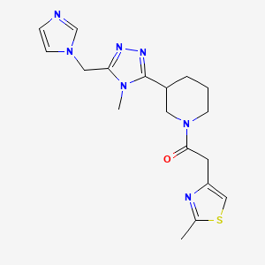 3-[5-(1H-imidazol-1-ylmethyl)-4-methyl-4H-1,2,4-triazol-3-yl]-1-[(2-methyl-1,3-thiazol-4-yl)acetyl]piperidine