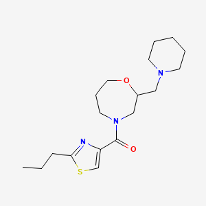 molecular formula C18H29N3O2S B5638806 2-(1-piperidinylmethyl)-4-[(2-propyl-1,3-thiazol-4-yl)carbonyl]-1,4-oxazepane 