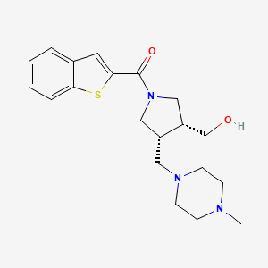 molecular formula C20H27N3O2S B5638857 {(3R*,4R*)-1-(1-benzothien-2-ylcarbonyl)-4-[(4-methylpiperazin-1-yl)methyl]pyrrolidin-3-yl}methanol 
