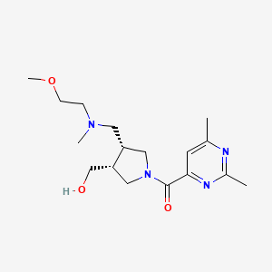 molecular formula C17H28N4O3 B5638864 ((3R*,4R*)-1-[(2,6-dimethyl-4-pyrimidinyl)carbonyl]-4-{[(2-methoxyethyl)(methyl)amino]methyl}-3-pyrrolidinyl)methanol 
