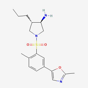 molecular formula C18H25N3O3S B5638882 (3R*,4S*)-1-{[2-methyl-5-(2-methyl-1,3-oxazol-5-yl)phenyl]sulfonyl}-4-propylpyrrolidin-3-amine 