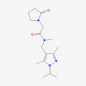 molecular formula C16H26N4O2 B5638900 N-[(1-isopropyl-3,5-dimethyl-1H-pyrazol-4-yl)methyl]-N-methyl-2-(2-oxopyrrolidin-1-yl)acetamide 