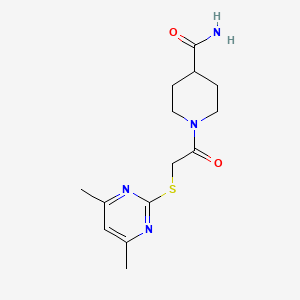 molecular formula C14H20N4O2S B5638927 1-{[(4,6-dimethyl-2-pyrimidinyl)thio]acetyl}-4-piperidinecarboxamide 