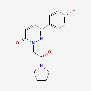 molecular formula C16H16FN3O2 B5638936 6-(4-fluorophenyl)-2-[2-oxo-2-(1-pyrrolidinyl)ethyl]-3(2H)-pyridazinone 