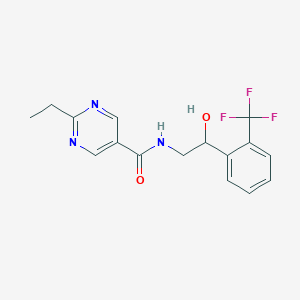 molecular formula C16H16F3N3O2 B5638956 2-ethyl-N-{2-hydroxy-2-[2-(trifluoromethyl)phenyl]ethyl}-5-pyrimidinecarboxamide 