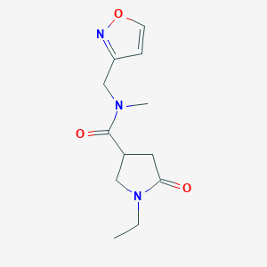 molecular formula C12H17N3O3 B5638964 1-ethyl-N-(3-isoxazolylmethyl)-N-methyl-5-oxo-3-pyrrolidinecarboxamide 