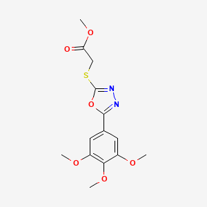 molecular formula C14H16N2O6S B5638997 methyl {[5-(3,4,5-trimethoxyphenyl)-1,3,4-oxadiazol-2-yl]thio}acetate 